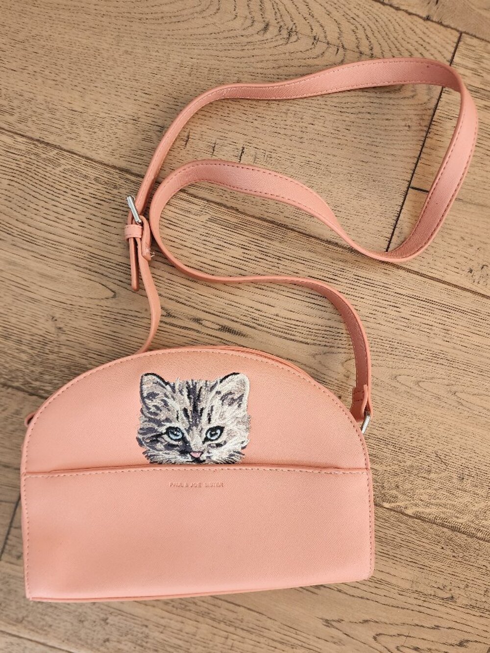 Paul & Joe Sister pink purse with cat embroidery